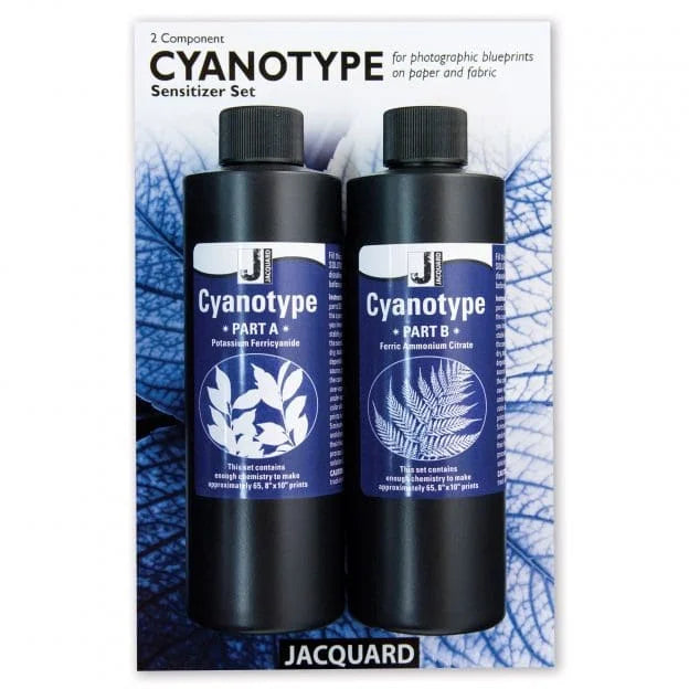 Cyanotype sensitizer set packaging with two bottles labeled 'Part A' and 'Part B' on a white background.
