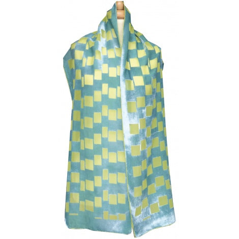 Dyed Scarf with a geometric pattern on a white background