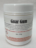 Container of Guar Gum with text on a white background