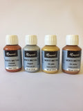 Four bottles of H Dupont Serti Metal paint on a white background