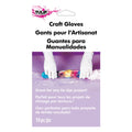 Packaging of Tulip craft gloves with a purple background and text in multiple languages.