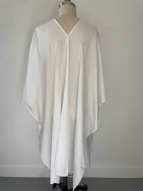 Undyed Kimono Jacket back view on a mannequin against a plain background