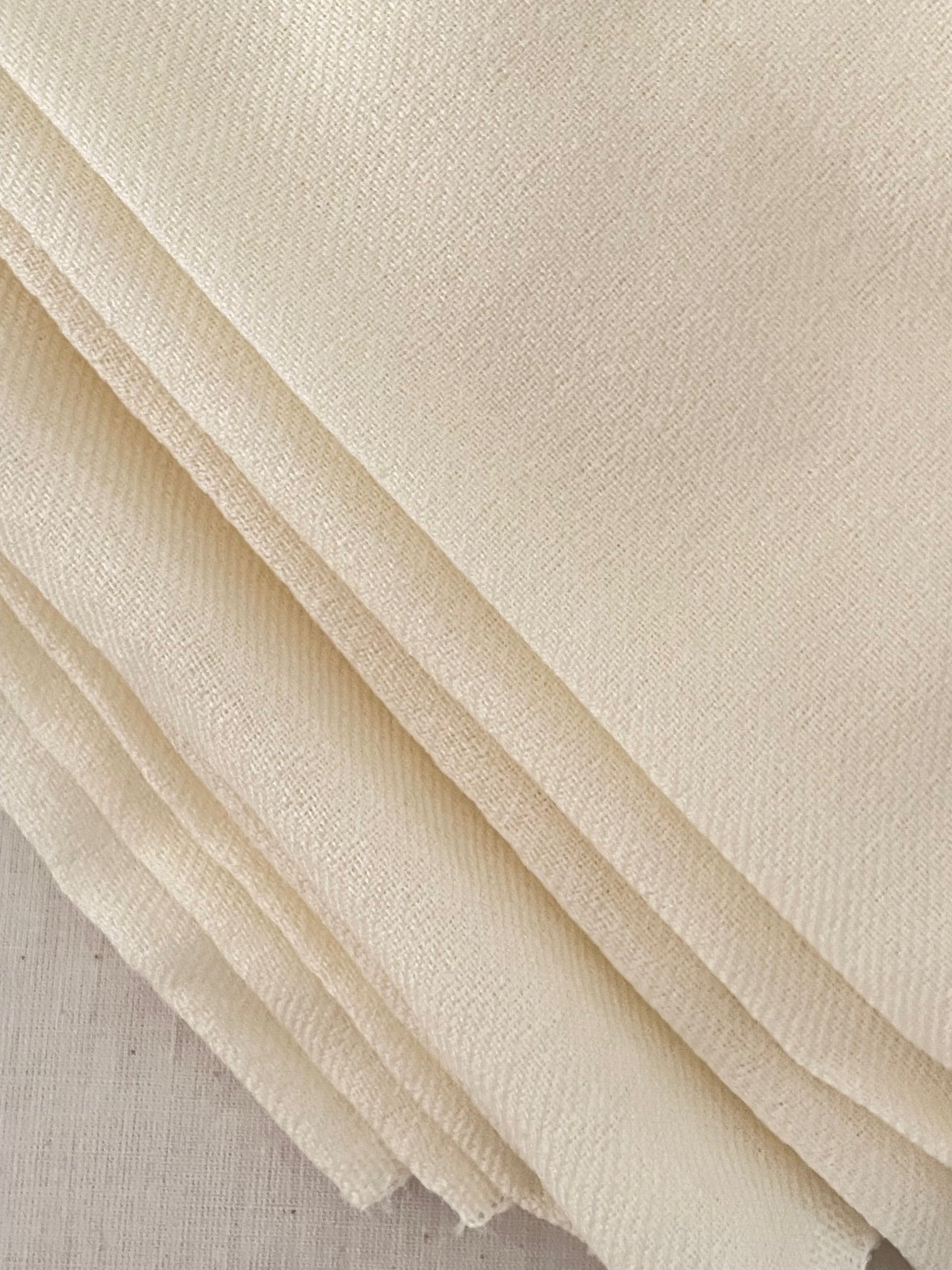 Close-up of Undyed lightweight wool fabric with a subtle texture