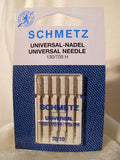 Schmetz universal needle packet on a white background