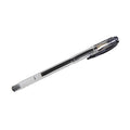 A clear barrel gel pen with a black clip and black ink cartridge, shown diagonally on a plain white background.