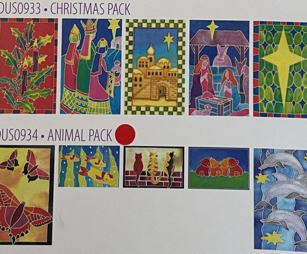 Colorful illustrations of a Christmas scene and animals on a white background.