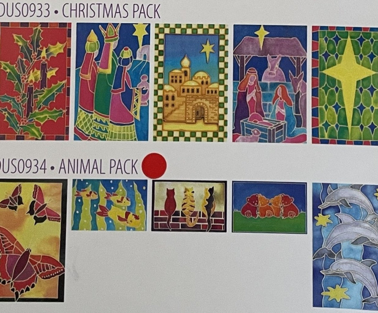 Colorful illustrations of a Christmas scene and animals on a white background.